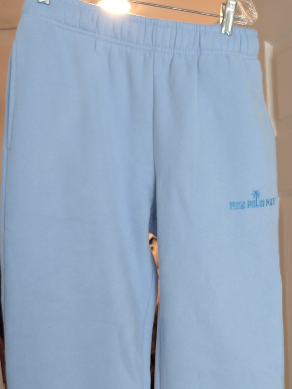 Pink Palm Puff Light Blue S/M Sweatpants